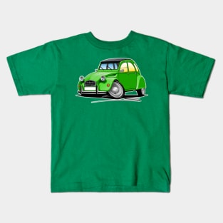 Citroen 2CV Green Classic Car Art Kids T-Shirt